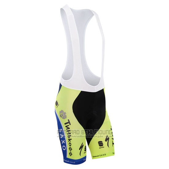 2014 Fahrradbekleidung Tinkoff Saxo Bank Blau und Grun Trikot Kurzarm und Tragerhose